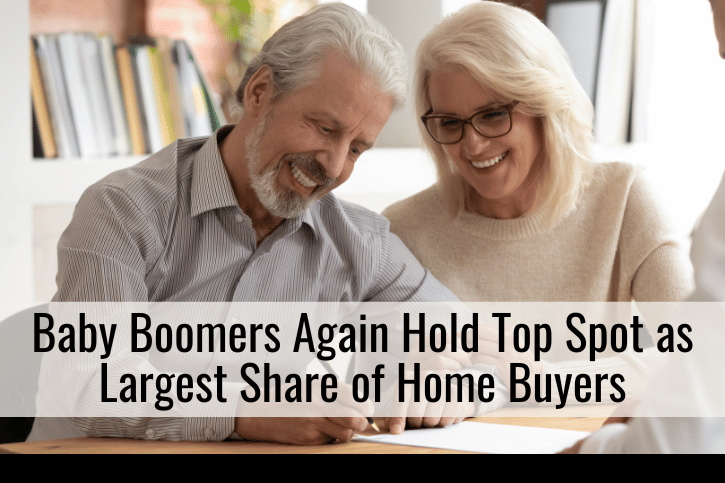Baby Boomers Again Hold Top Spot as Largest Share of Home Buyers
