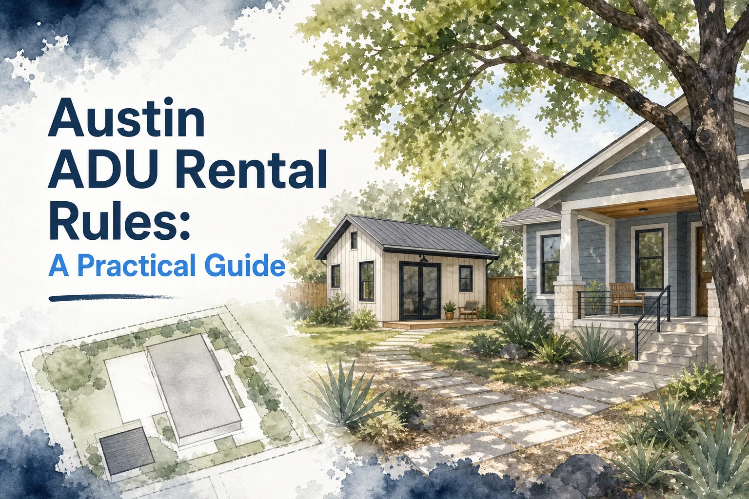 Austin ADU rental rules guide with backyard cottage and bungalow