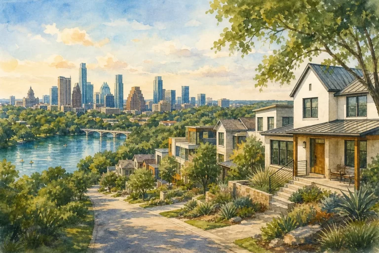 Editorial illustration for Best Austin Homes for Sale: 10 Areas to Explore