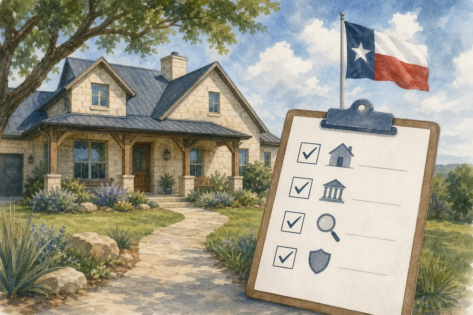 "Texas home offer checklist with inspection, financing, appraisal, and closing protections."