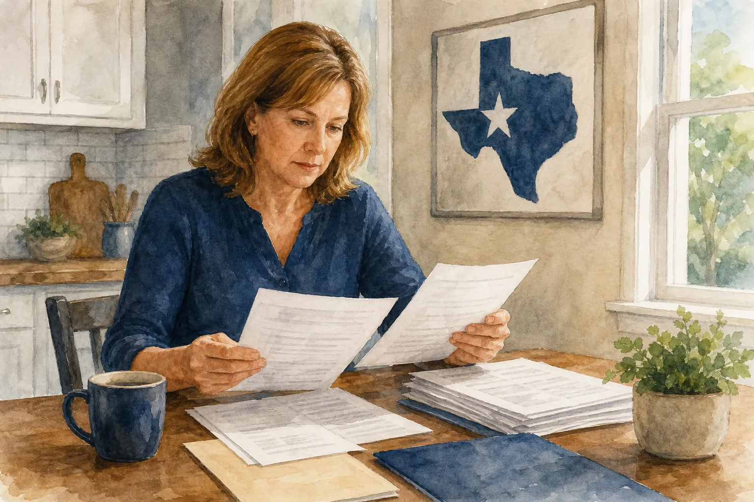 Texas property tax exemption paperwork illustration