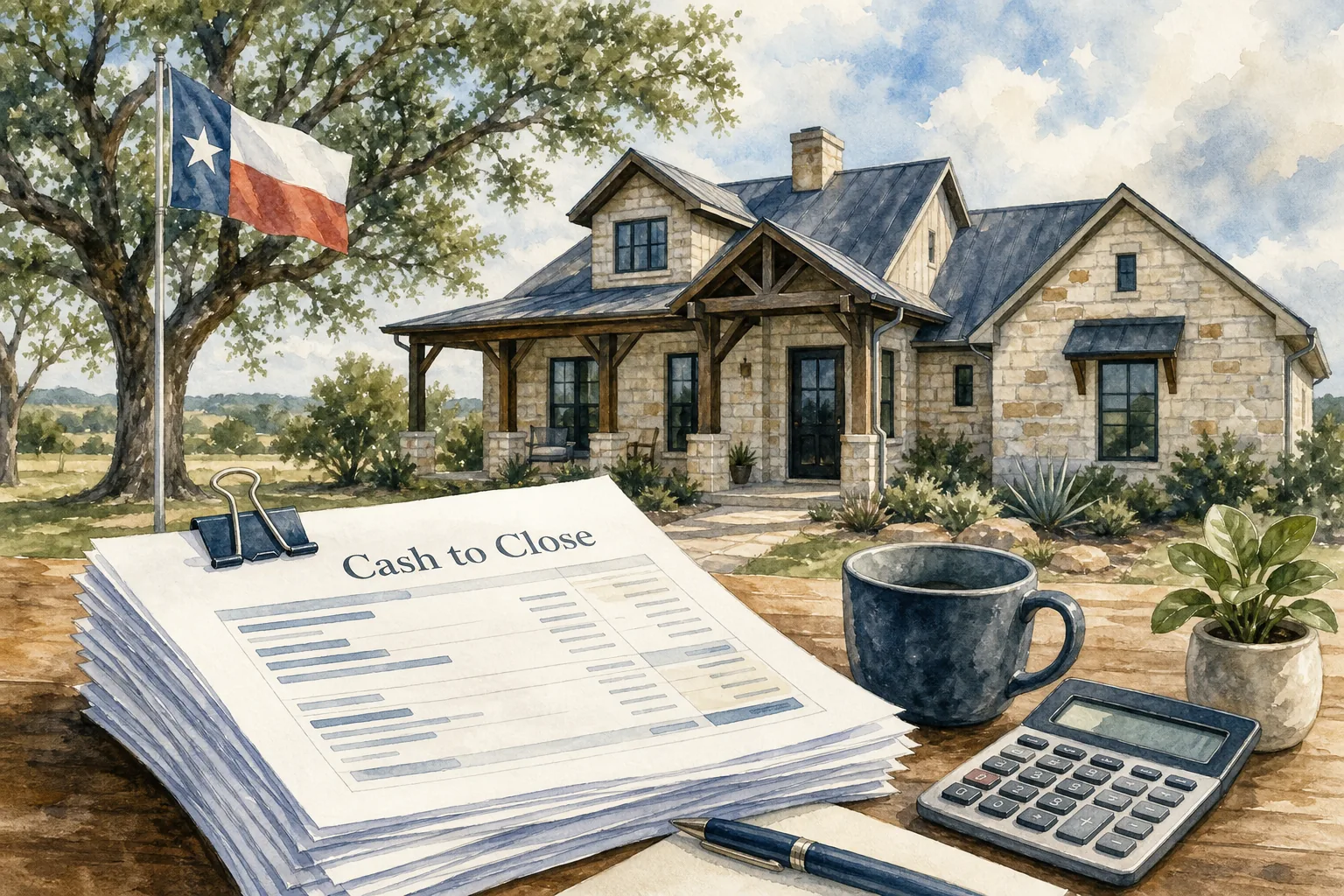 Cash to close breakdown for Texas home purchase