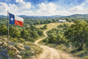 Texas land parcel with legal access road.