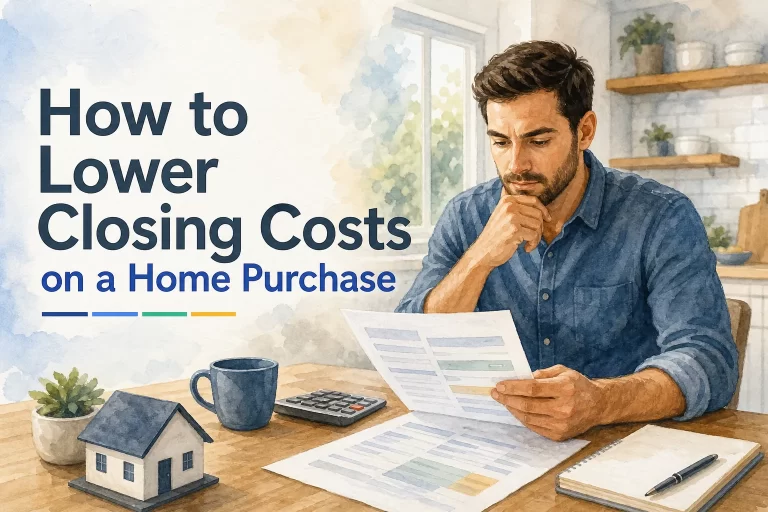 "Texas home buyer reviewing loan estimate to lower closing costs"