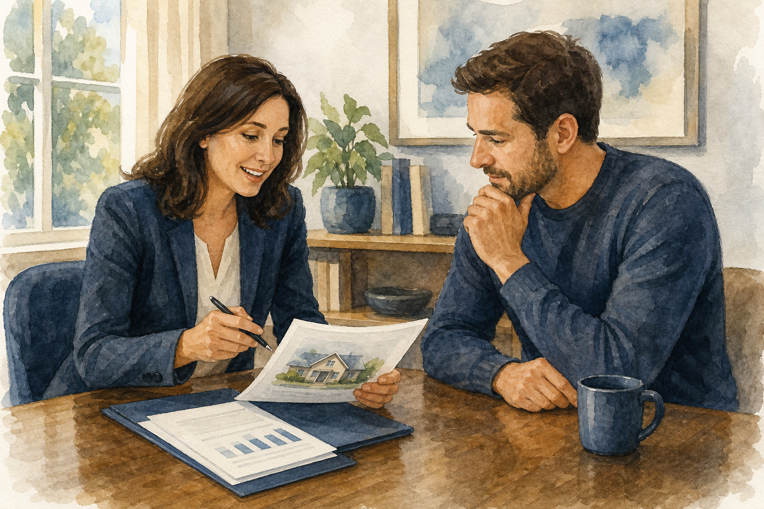 "homeowner discussing appraisal and refinance to remove PMI"