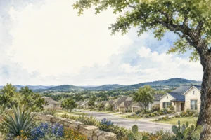Buda Texas homes for sale buyer guide with Central Texas homes and Hill Country scenery.