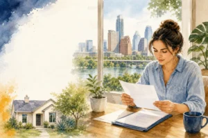 Closing Disclosure review guide with an Austin, Texas background.