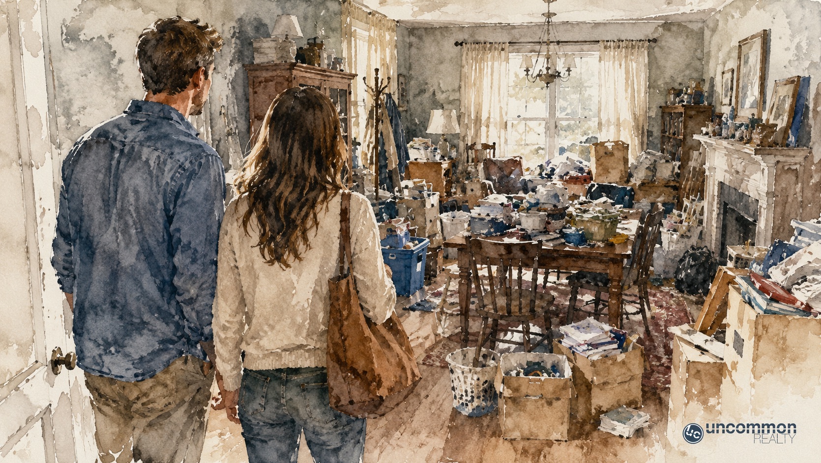 clutter filled room