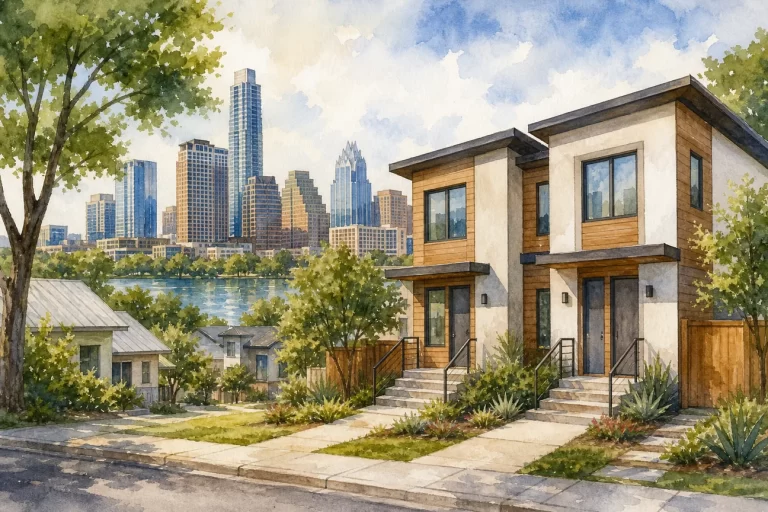 Editorial illustration for Duplexes for Sale Austin TX