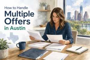 Austin Texas home seller reviewing multiple real estate offers