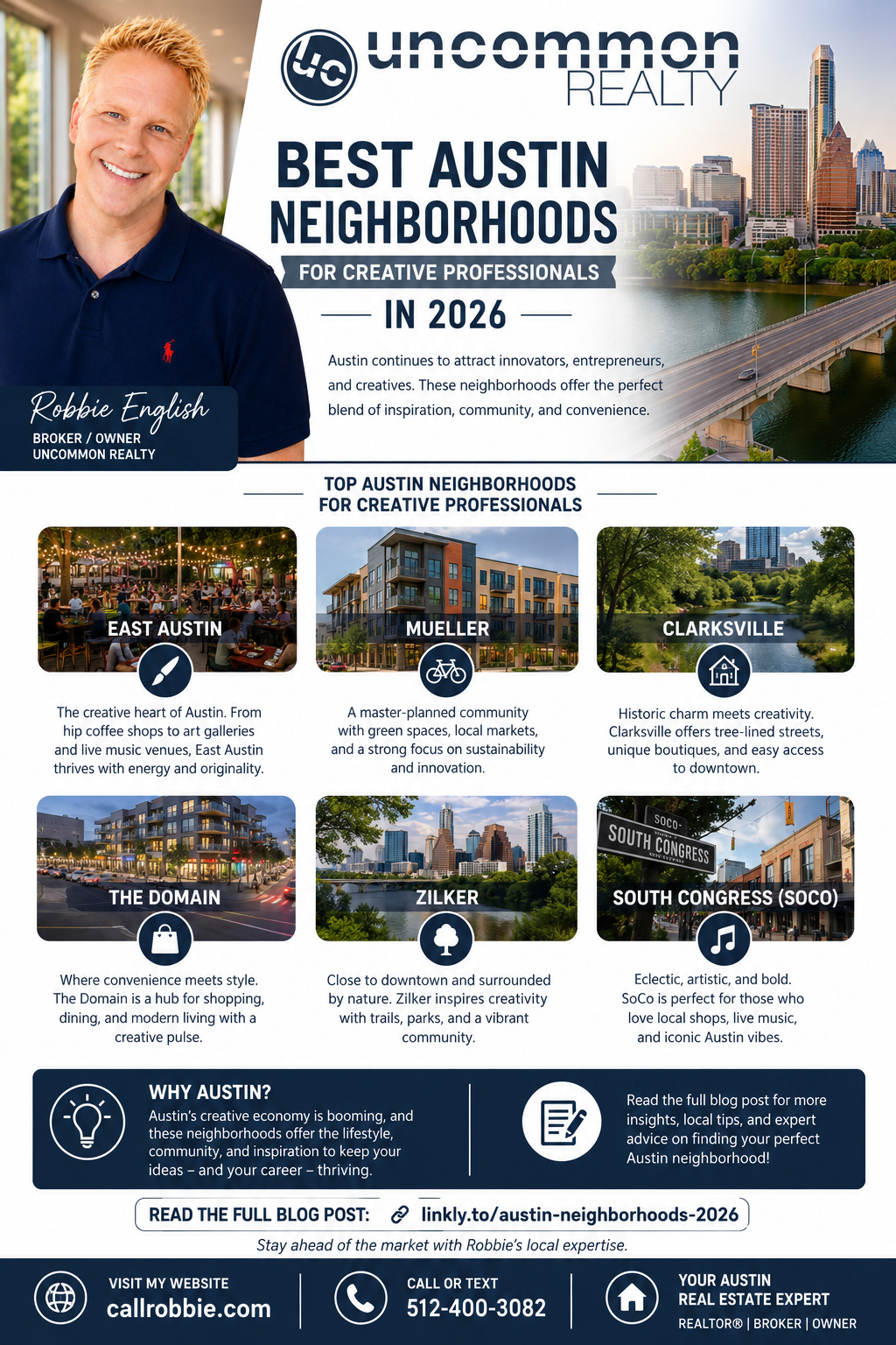 Best Austin Neighborhoods for Creative Professionals in 2026 Infographic