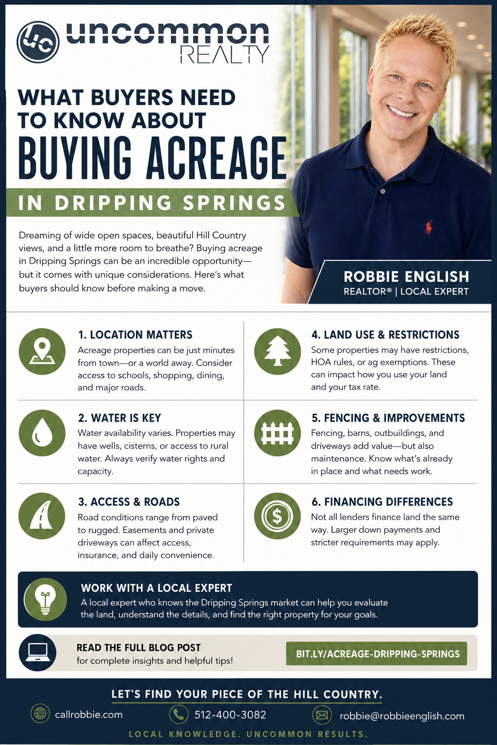 What Buyers Need to Know About Buying Acreage in Dripping Springs Infographic