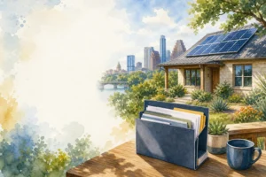 Selling a house with solar panels in Austin, Texas, with system and roof records ready for buyers.