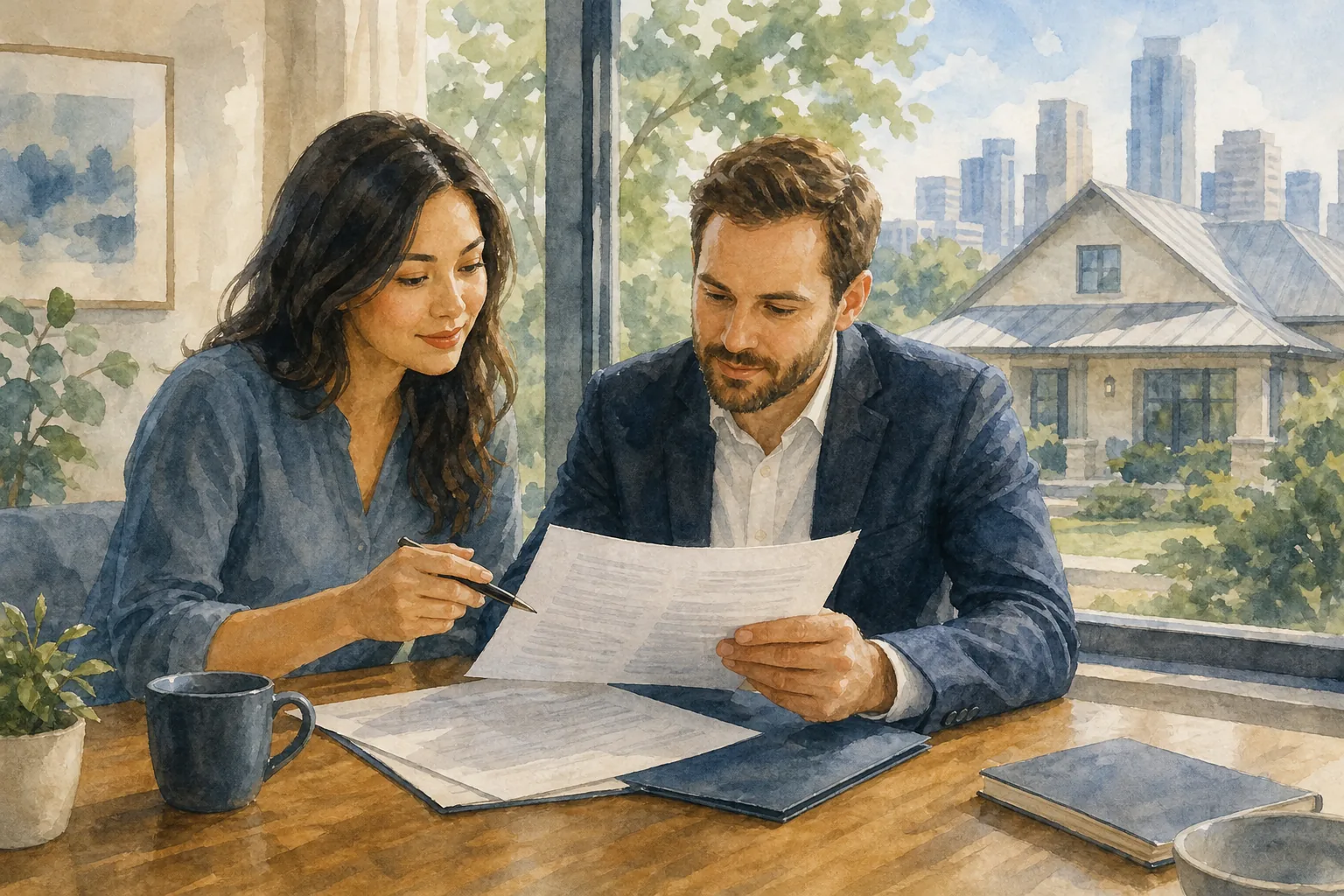 Austin buyer and seller discussing a contingent real estate offer.