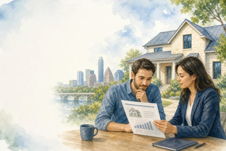 Higher home appraisal than offer in Austin, Texas, shown beside a home purchase appraisal report.