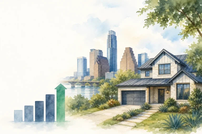 What is a jumbo loan, with an Austin home and a visual hint of the conforming loan limit.