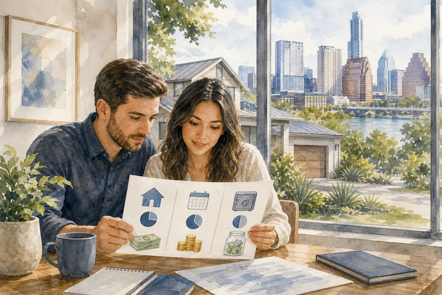 Jumbo loan costs, down payment, mortgage payment, and cash reserves for an Austin homebuyer.